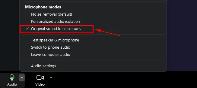 Ενεργοποίηση Original Sound for Musicians στο Zoom